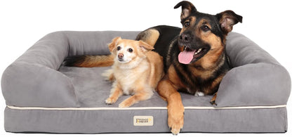 Orthopedic Dog Bed, Memory Foam Pet Sofa, Calming Dog Couch, Water Resistant Pet Bed, Washable Cover, Non-Slip Bottom, Chester, Grey, 50" X 40" X 13"