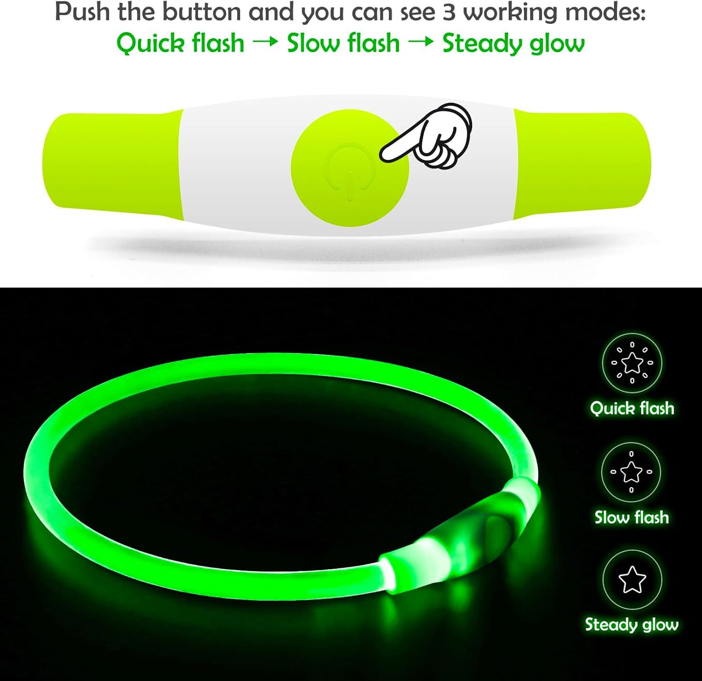Led Dog Collar,  USB Rechargeable Flash Light up Dog Collar
