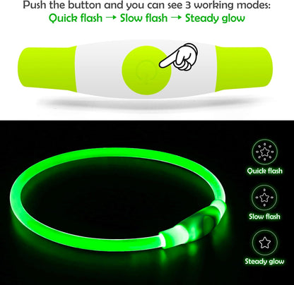 Led Dog Collar,  USB Rechargeable Flash Light up Dog Collar
